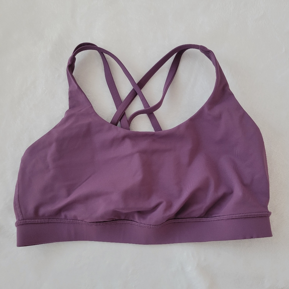 Lululemon Energy Bra Size 10 Grape Thistle Luxtreme Strappy Back Yoga Gym Train - Picture 4 of 12
